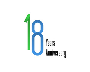 18 years anniversary logo with high and thin style