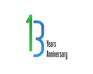 13 years anniversary logo with high and thin style