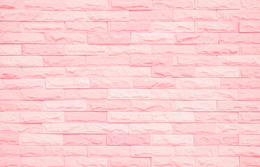 Pastel pink and white brick wall texture background. Brickwork pattern stonework flooring interior stone brick design stack.
