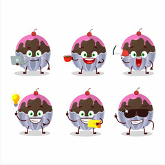 Brigadeiro chocolate candy cartoon character with various types of business emoticons