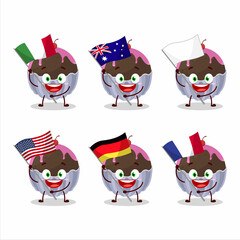 Brigadeiro chocolate candy cartoon character bring the flags of various countries