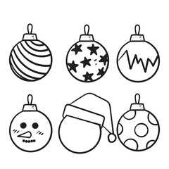hand drawn doodle christmas ball collection illustration vector
