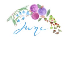 Calendar of June Month with flowers on a white background. Hand drawn to watercolor brush.