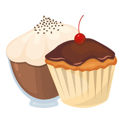 Cupcake and coffee food dessert concept vector illustration food