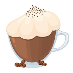 Cup of coffee concept illustration drink with cream and chocolate vector