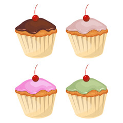 Cupcakes with cream dessert illustration vector