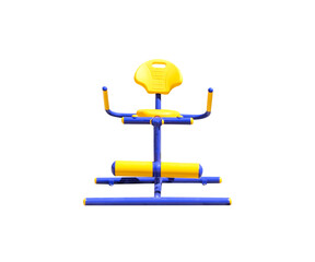 Fototapeta premium Colorful yellow and blue exercise equipment isolated on white background, clipping path