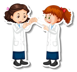 Scientist girls cartoon characters