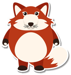 Chubby fox animal cartoon sticker