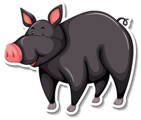 Black pig animal cartoon sticker