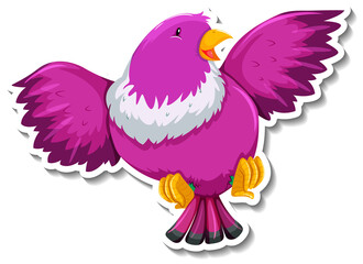 Cute pink bird animal cartoon sticker