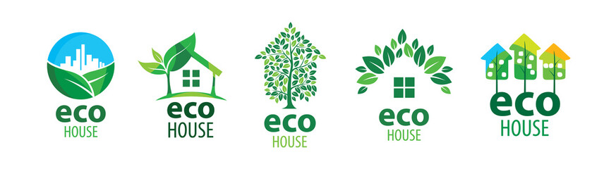 A set of vector logos of eco houses - obrazy, fototapety, plakaty