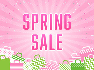 春のショッピング・セール向け　ピンク色の背景素材（文字入り）