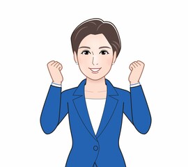 ブルースーツの女性