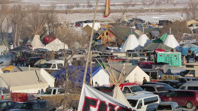 Protestors march at Standing Rock