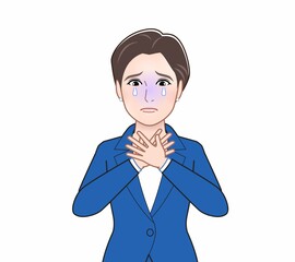 ブルースーツの女性