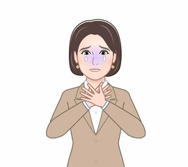 ベージュスーツの女性