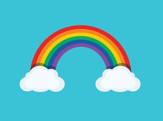 Rainbow With Clouds, Vector illustration
