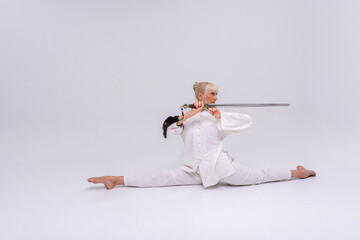 Wushu training in studio session