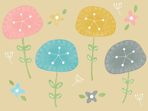 ポップな花柄のデザイン