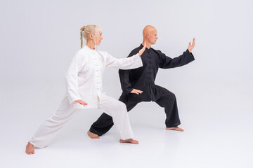 Wushu training in studio session