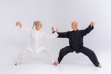 Wushu training in studio session