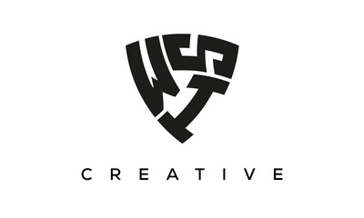 WIS letters logo, security Shield logo vector - obrazy, fototapety, plakaty