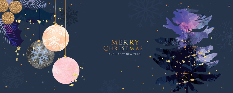 Happy Holidays,  season's greetings and new year vector template with Christmas element decoration