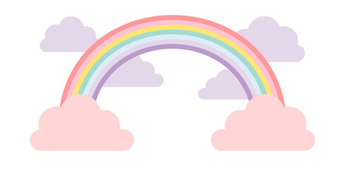 ゆめかわな虹と雲のイラスト