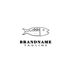 animal fish cartoon logo template icon design black isolated vector