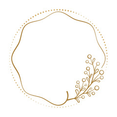 Vector Christmas round frame. Holiday holly and mistletoe decoration.