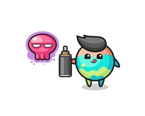 bath bombs cartoon make a graffiti with a spray paint