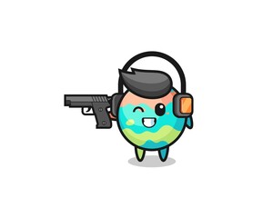 illustration of bath bombs cartoon doing shooting range