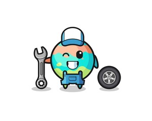 the bath bombs character as a mechanic mascot