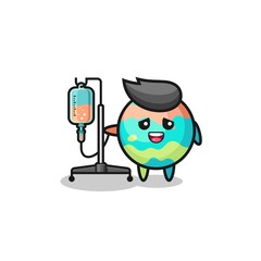 cute bath bombs character standing with infusion pole