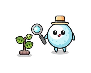 cute snow ball herbalist researching a plants