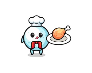 snow ball fried chicken chef cartoon character