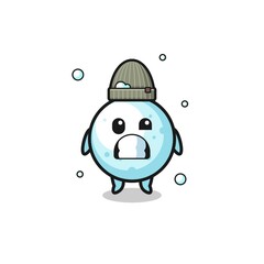 cute cartoon snow ball with shivering expression