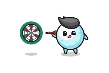 Naklejka premium cute snow ball is playing dart