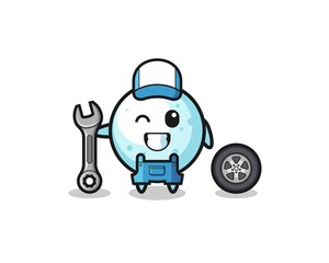the snow ball character as a mechanic mascot
