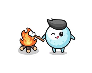 snow ball character is burning marshmallow