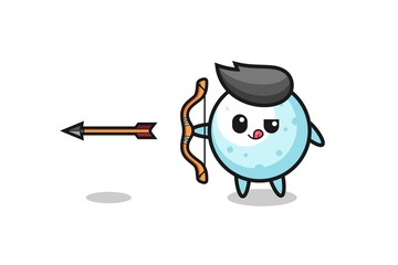 illustration of snow ball character doing archery