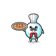 snow ball character as Italian chef mascot