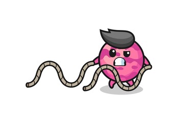 illustration of ice cream scoop doing battle rope workout