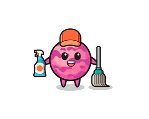 cute ice cream scoop character as cleaning services mascot