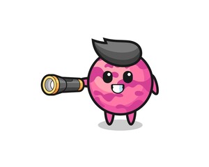 ice cream scoop mascot holding flashlight