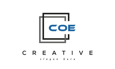 COE square frame three letters logo design - obrazy, fototapety, plakaty