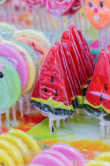 Delicious multicolored candy lollipops