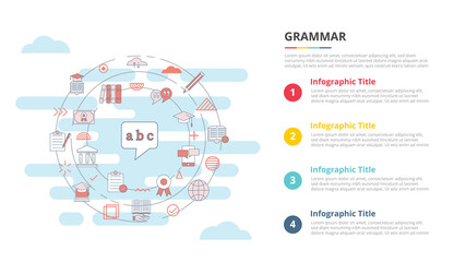 grammar concept for infographic template banner with four point list information