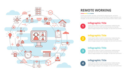 remote working concept for infographic template banner with four point list information